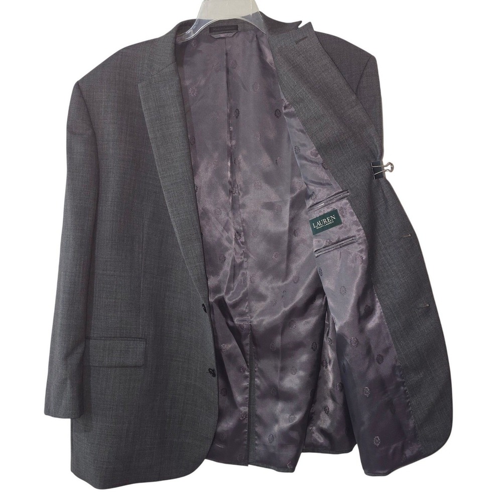 Lauren Ralph Lauren Mens 52L Gray 100% Wool Natural Stretch Suit Jacket Blazer